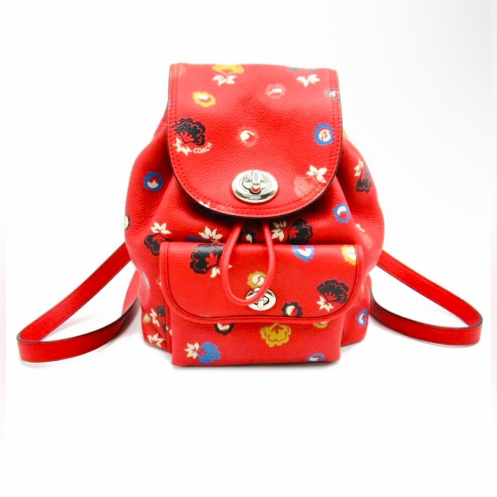 Coach Mini Turnlock Rucksack Floral Print Backpack